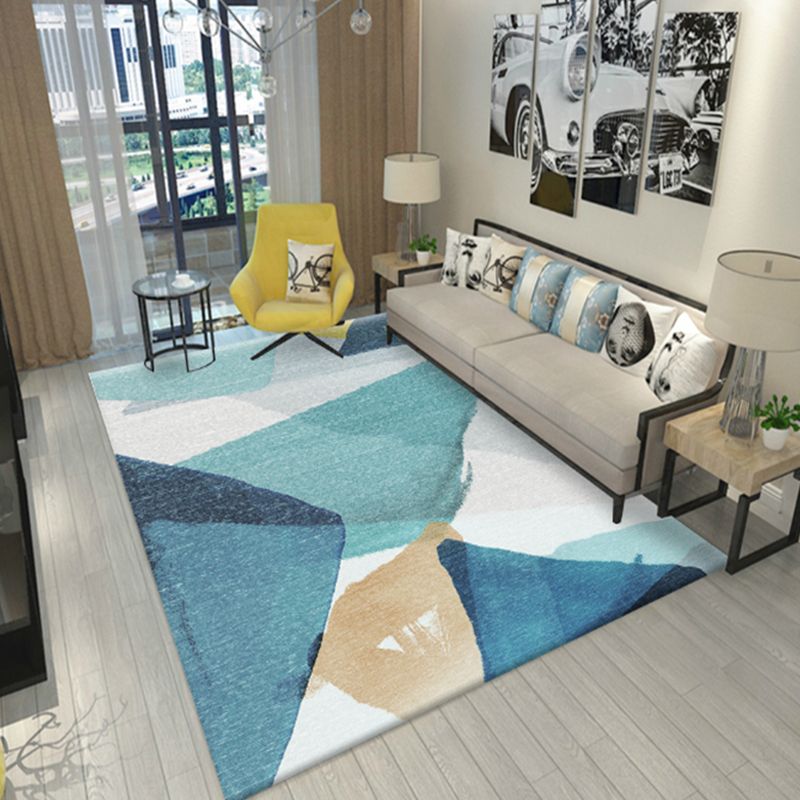 Colorblock Geometric Living Room Rug Polyester Novelty Abstract Rug Washable Pet Friendly Carpet
