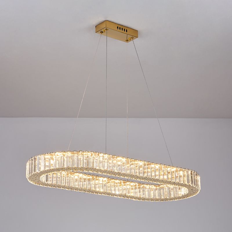 Contemporary Island Lighting Oval Crystal 1 Light Island Ceiling Light