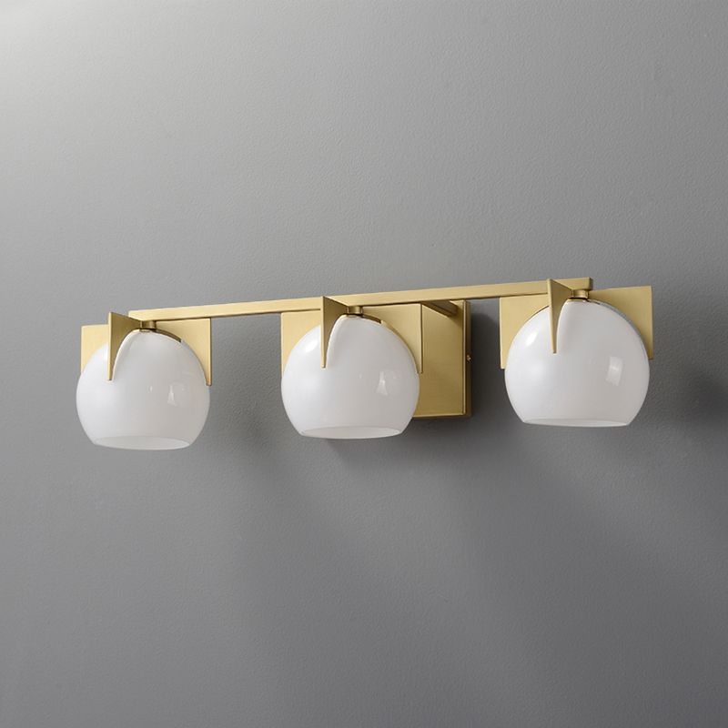 Postmodern Metal Wall Sconce Geometric Shape Vanity Lamp with Glass Shade for Bathroom