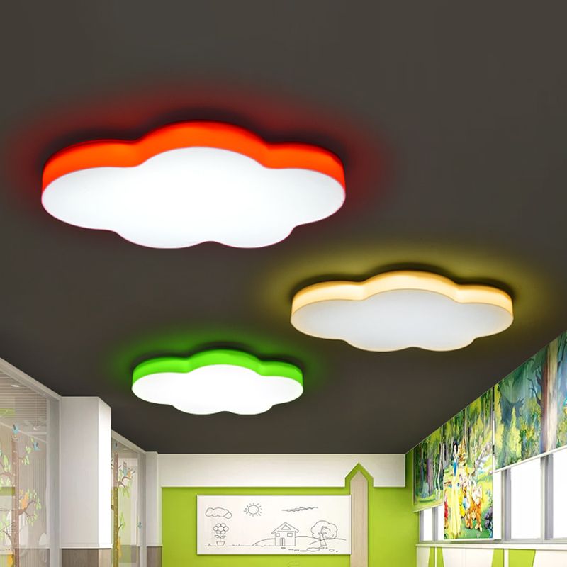 Acrylic Cloud-Shape Ceiling Mounted Fixture Cartoon LED Flushmount Lighting in White/Red/Yellow for Kids Room