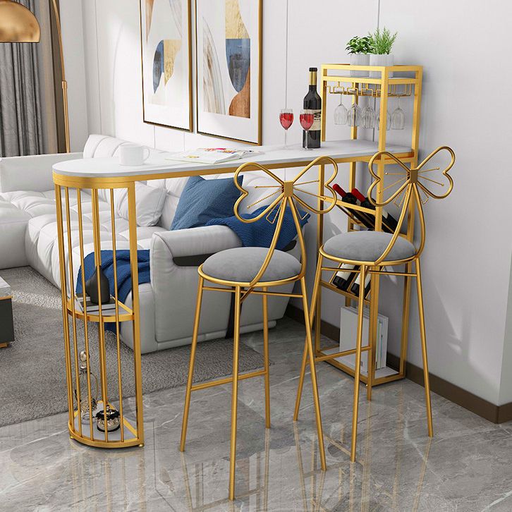 Contemporary Bar Dining Table 42-Inch Top Bar Height Table with Wine Storage