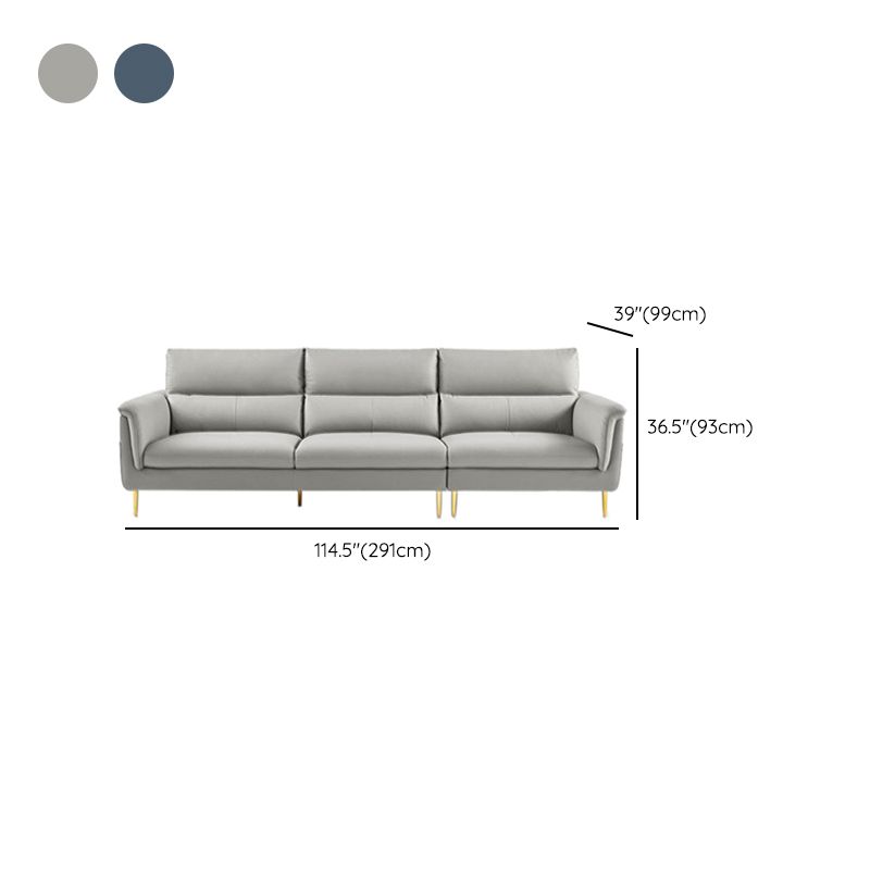 Contemporary Genuine Leather Sewn Pillow Back Sofa For Living Room