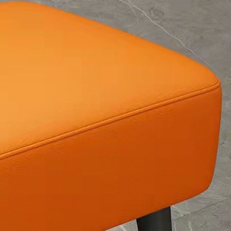 Square Glam Ottoman Water Resistant Pure Color Genuine Leather Cube Ottoman