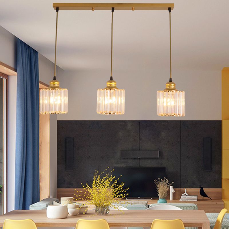 3 luci cilindri multiple lampada a sospensione di vetro a coste industriale luce con cavo sospeso per il ristorante