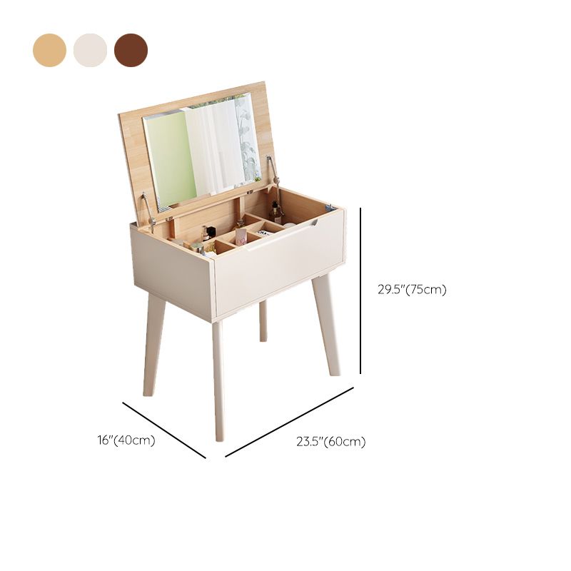 Scandinavian 29.52" Height Solid Wood Table Makeup Vanity with Mirror