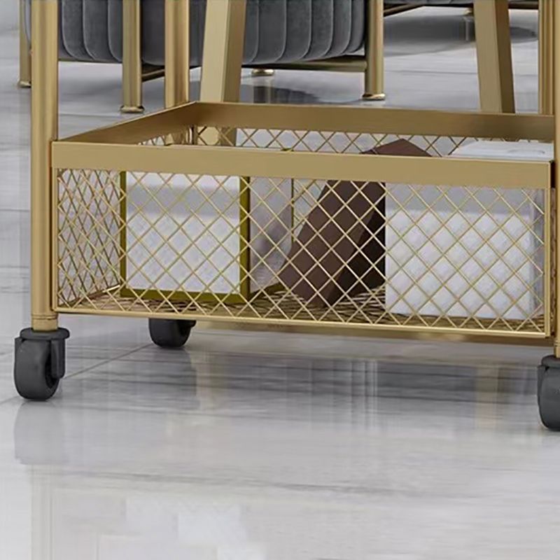 Glam Style Standard Bookcase Metal Vertical Bookshelf with Wheels