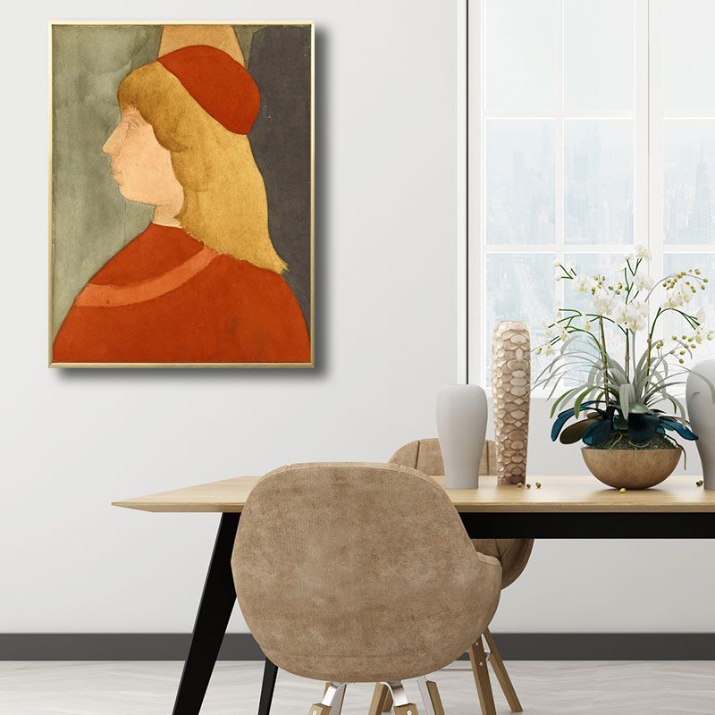 Oil Painting Maiden Art Retro Canvas Textured Wall Print in Soft Color, Multiple Sizes