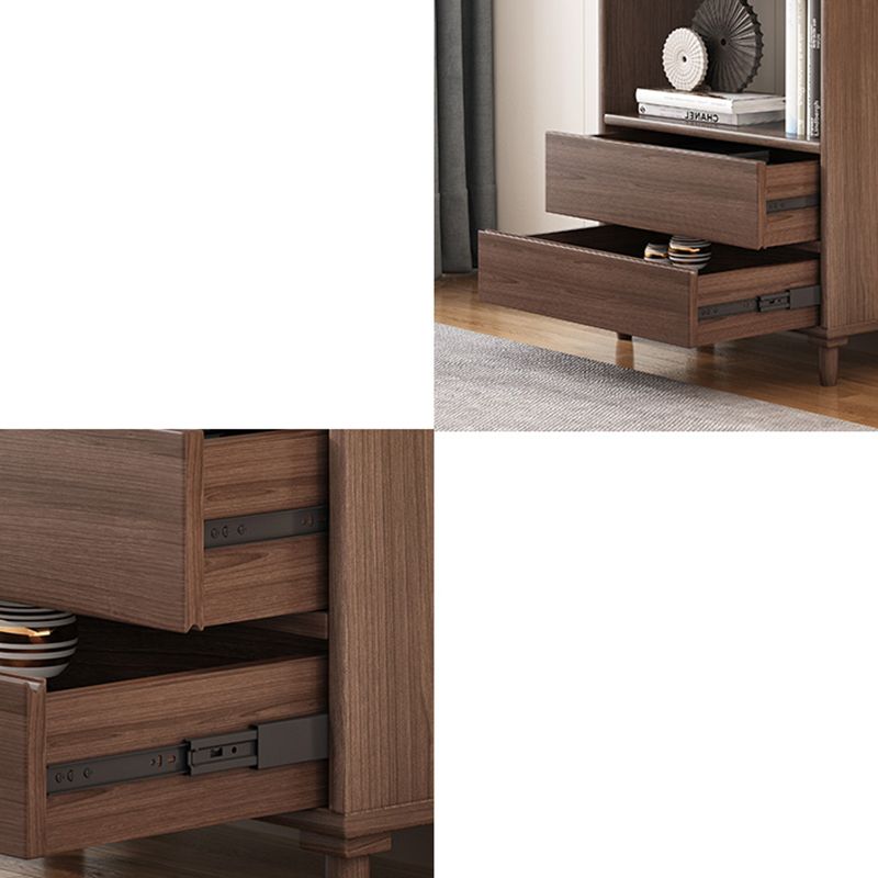 11" Wide Contemporary Shelf Open Wooden Bookcase with Drawer