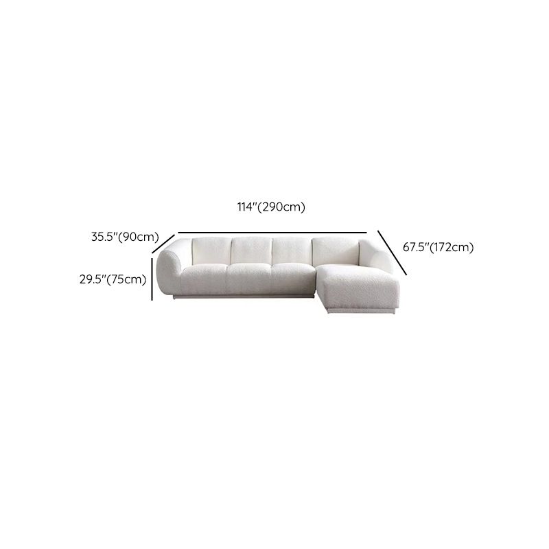 Minimalist Wool Sofa with Chaise in White 29.1" H Fabric Sofa
