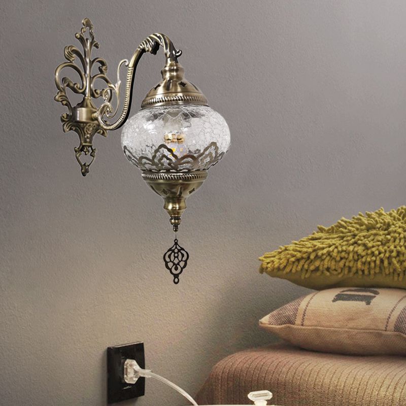 Applique boule traditionnelle, 1 ampoule, éclairage mural en métal, blanc/jaune, 5"/7" de large