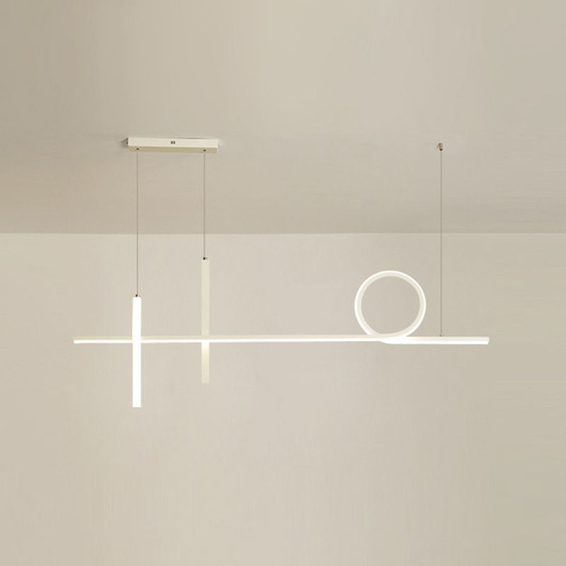 3-Light Ceiling Island Light Minimal Style Linear Shape Metal Pendant Lighting Fixtures