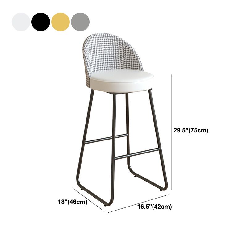 Restaurant Modern Bucket Counter Bar Stool Leather and Metal Counter-height Stool