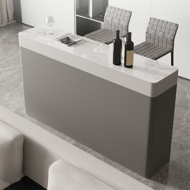 Modern Style Bistro Bar Table Rectangle Stone Top Bar Table for Living Room