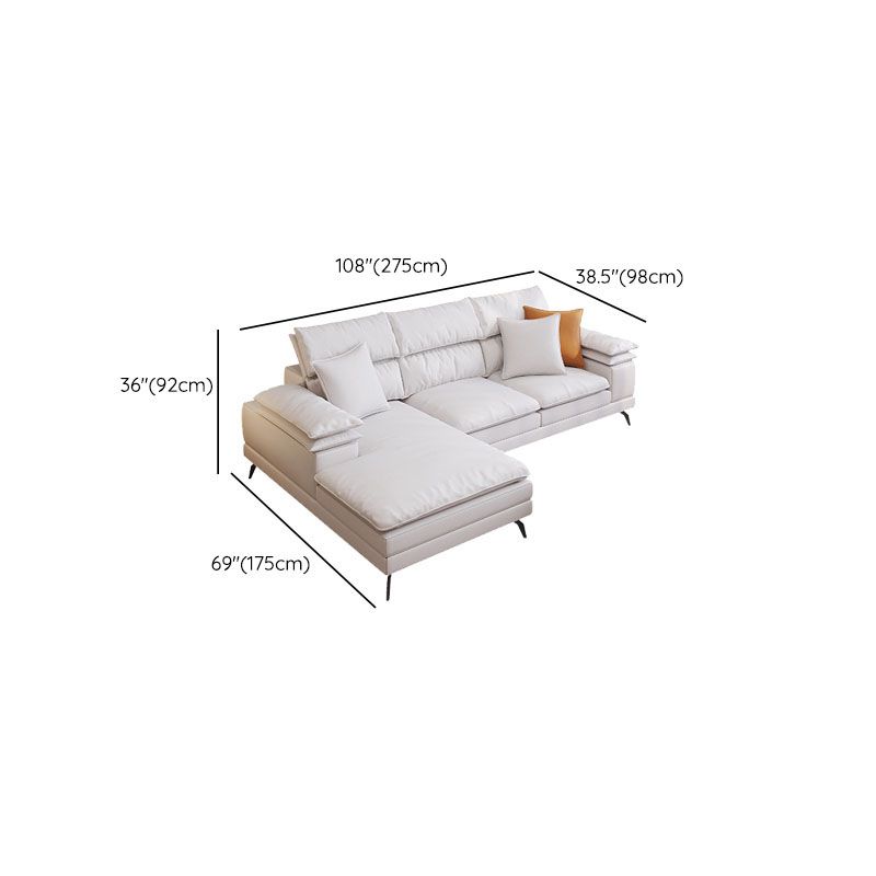 36"H Contemporary Sectional Sofa Leather Cream Down Cushion Sectional