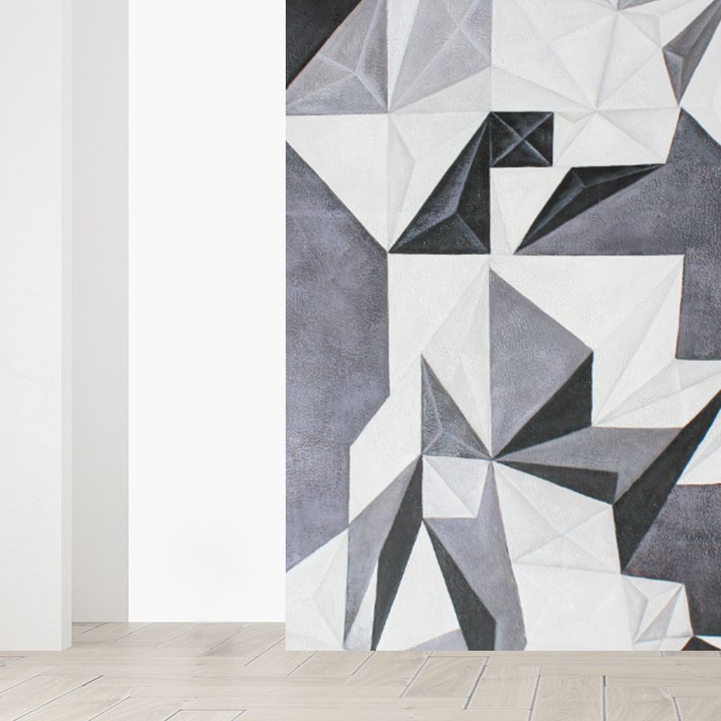 Huge Harlequin Pattern Wall Mural for Bathroom Geometry Wall Decor in Gary, Stain-Proof