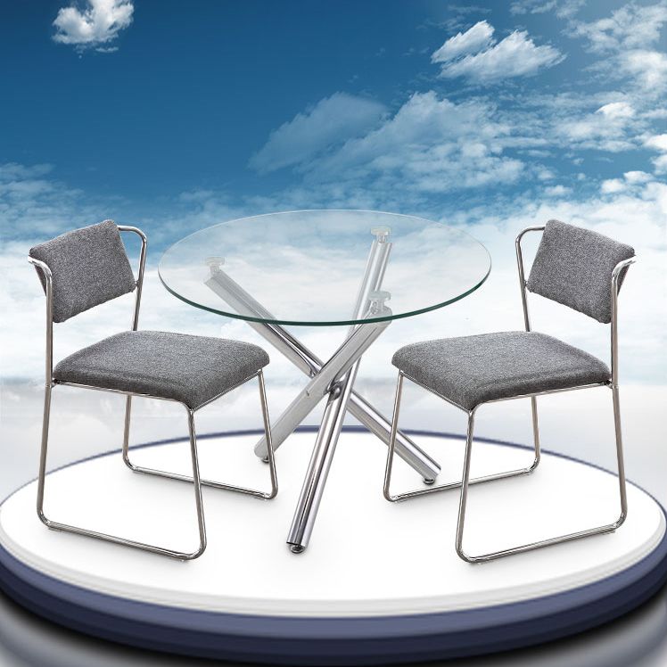 Ronde vorm transparant eettafel glazen tafel minimalistisch met 3 poten