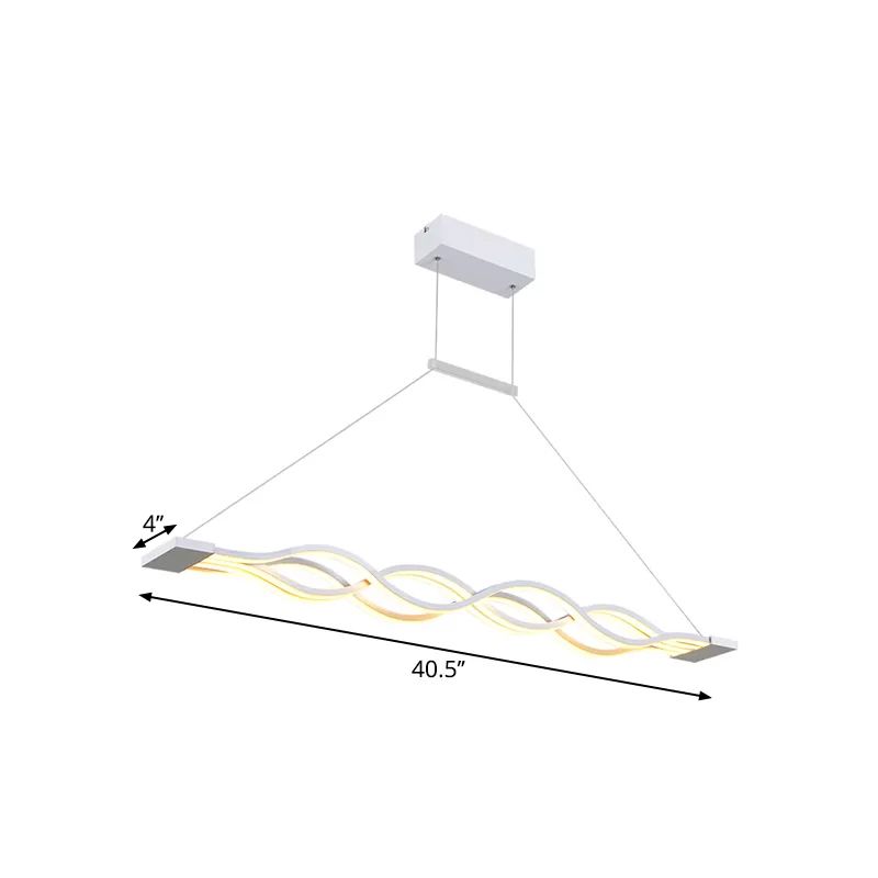 White Waves Island Light Aymat Minimal 2/4-Light acrylique LED Suspension Lighting in chaud / blanc lumière