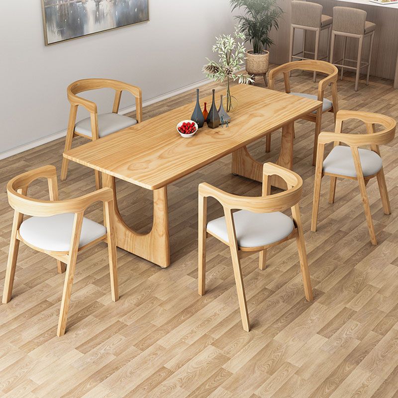 Modern Pine Solid Wood Dinette Table Rectangle Natural Base Dinner Room Kitchen Table