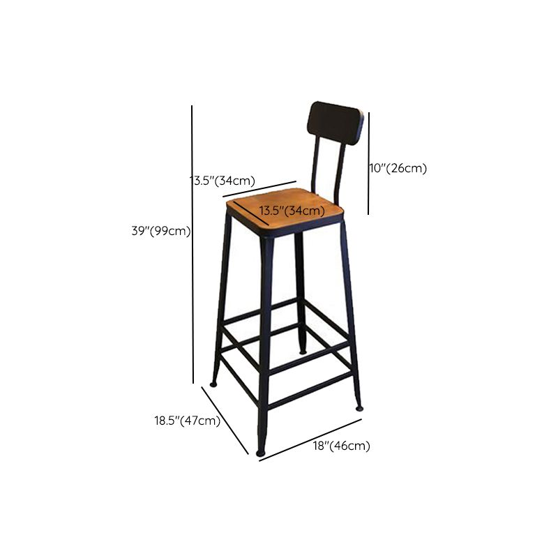 Industrial Style Metal Bar Stool Armless Bar Stool with Black Base