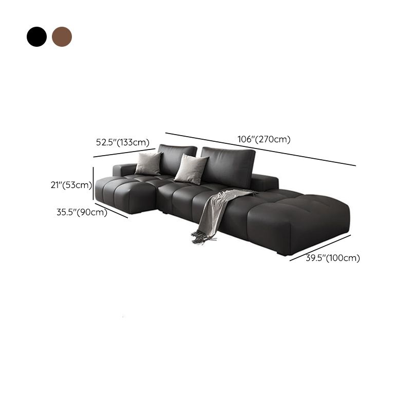 Faux Leather Pillow Back Sectional Brown/Black 106.29" Wide Sectional