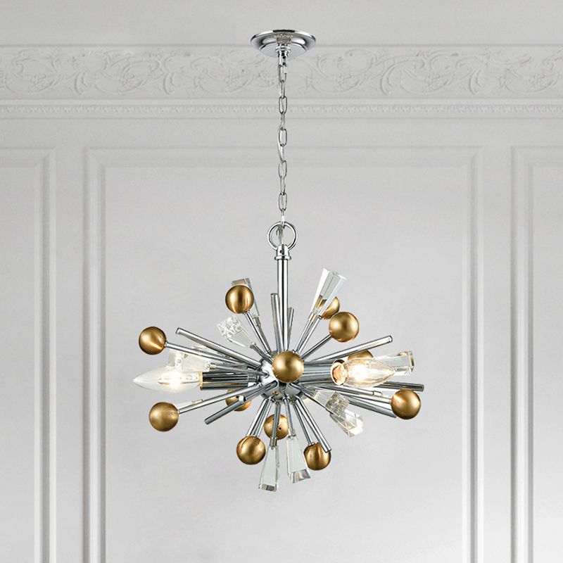 Metaal sputnik kroonluchter designer stijl zilveren suspensie verlichtingsarmatuur voor woonkamer