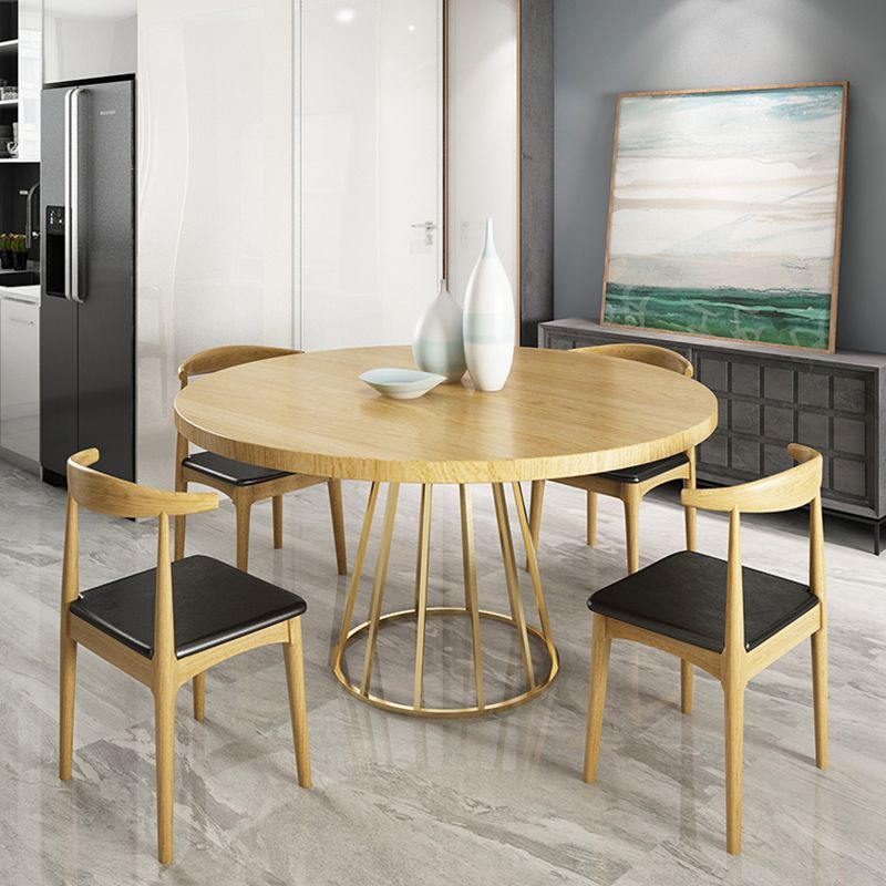 Round Dining Table Contemporary Style Solid Wood Dinner Table for Kitchen Home