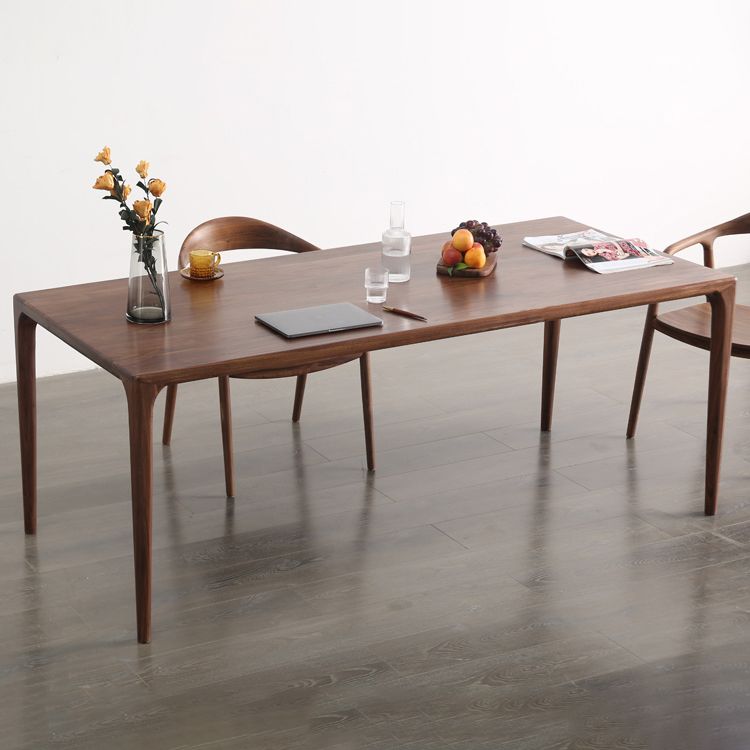 Modern Rectangle Walnut Wood Dining Set 1/2/3/5/7 Pieces Dining Table with Wood Chairs