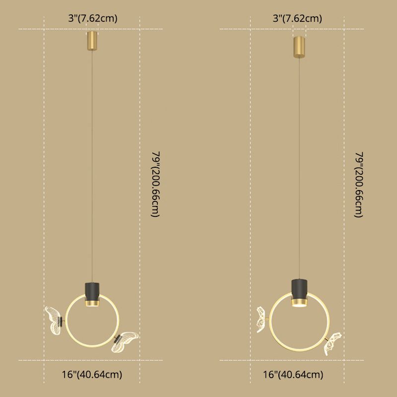 Golden Halo Ring Hanging Light Simplicity Metal LED Suspension Pendante Pendre pour la chambre