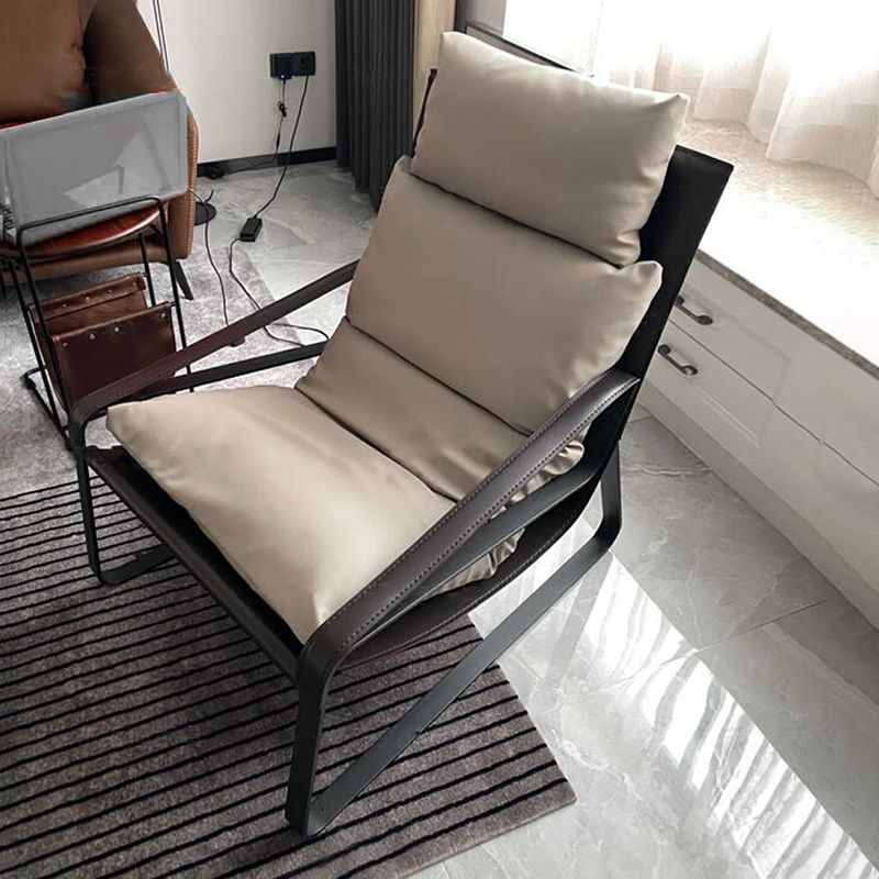 Solid Color Armchair With headrest, Modern Iron Frame Lounge Chair