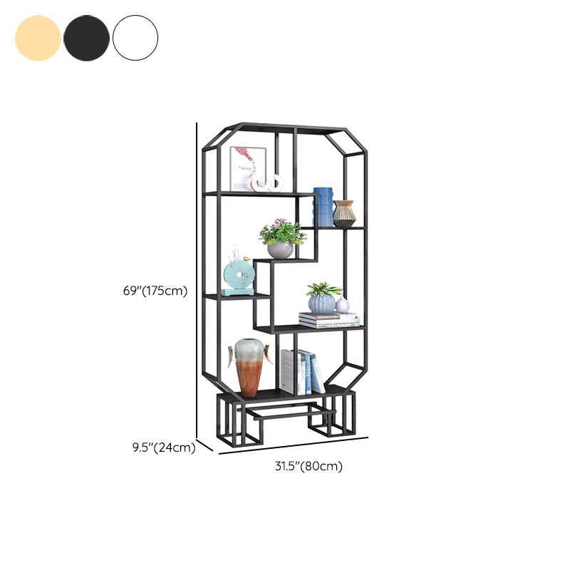 Industrial Open Back Bookshelf Etagere Metal Bookcase with Shelves