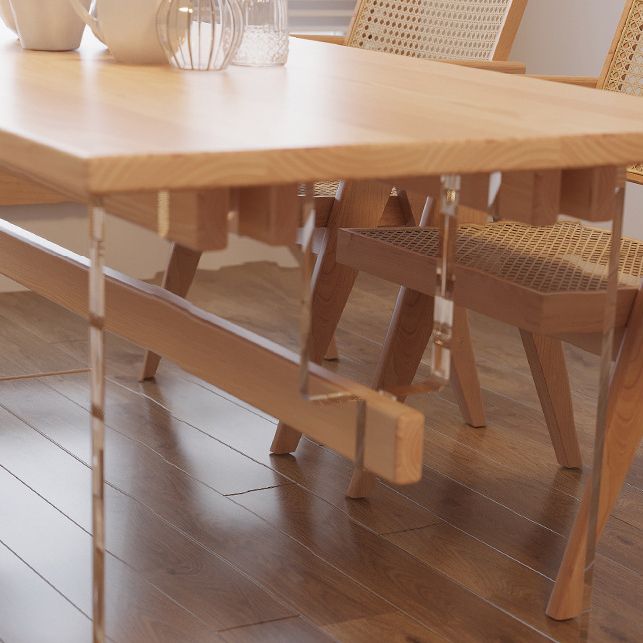 Industrial Trestle Dining Table Pine Wood Table for Dining Room