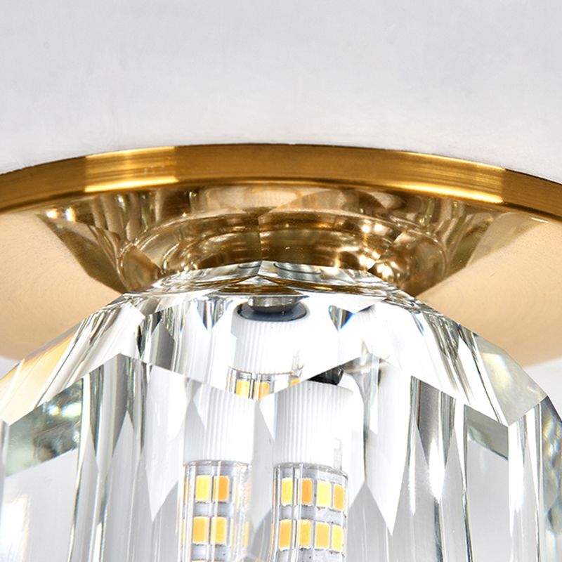 Crystal Ball Ceiling Light Fixture Simple 1 Bulb Brass Flush Mount Light for Aisle