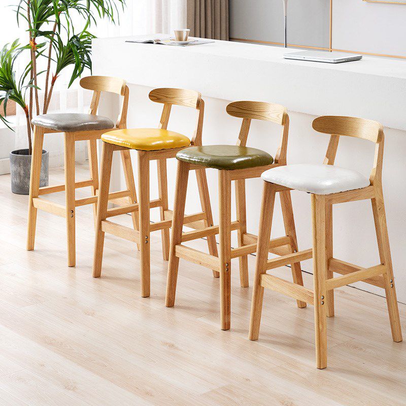 Modern Rubberwood Dessert Shop Barstool Footrest Matte Finish Stool