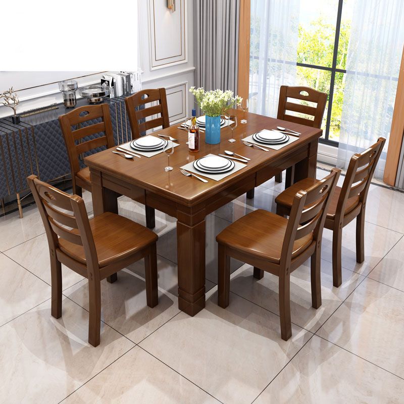 Solid Wood Dining Table 4 Legs Dining Room Table for Kitchen