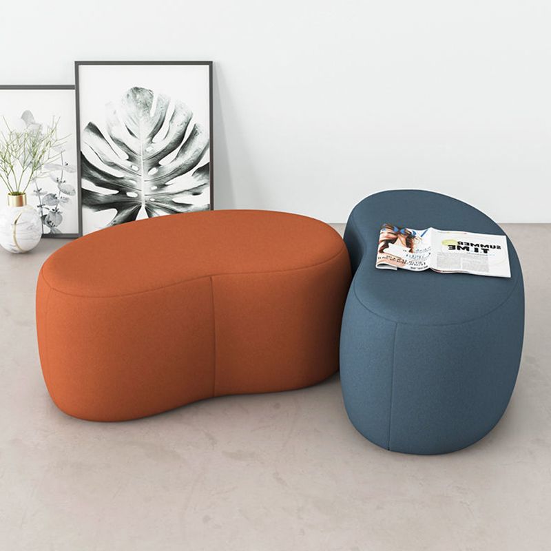 Modern Stain Resistant Standard Wedge Orange Leather Pouf for Home Decor
