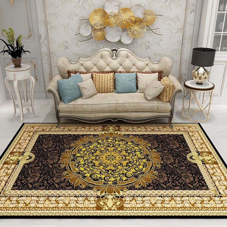 Multi-Colored Moroccan Rug Synthetics Jacquard Pattern Rug Washable Stain Resistant Non-Slip Carpet for Lounge