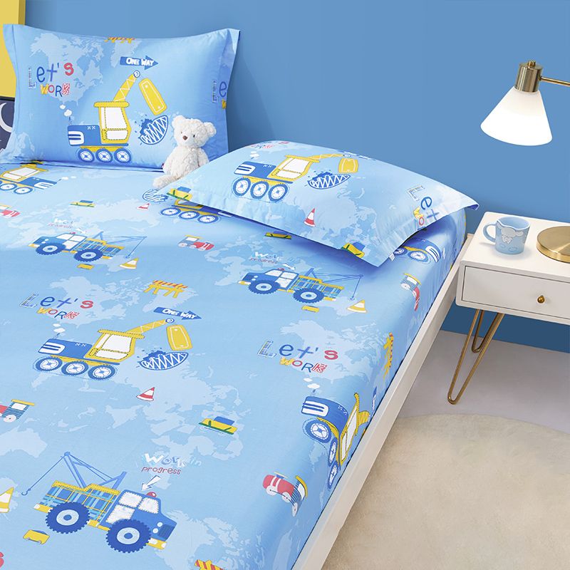 Sheet Sets Cotton Cartoon Printed Wrinkle Resistant Breathable Super Soft Bed Sheet Set