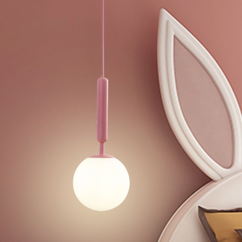 1 Bulb Wall Pendant Light Minimalism Pink Finish Wall Mounted Lamp with Ball White Frosted/Clear Water Glass Shade