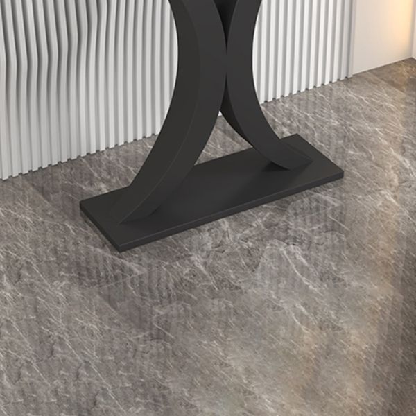 Contemporary Console Accent Table Half Moon Console Sofa Table in Stone