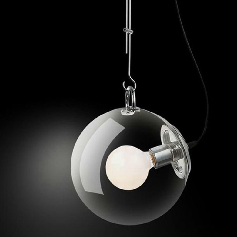 Modern Minimalist Creative Chrome Suspension Pendant Spherical Glass 1 Light Bedroom Hanging Ceiling Light
