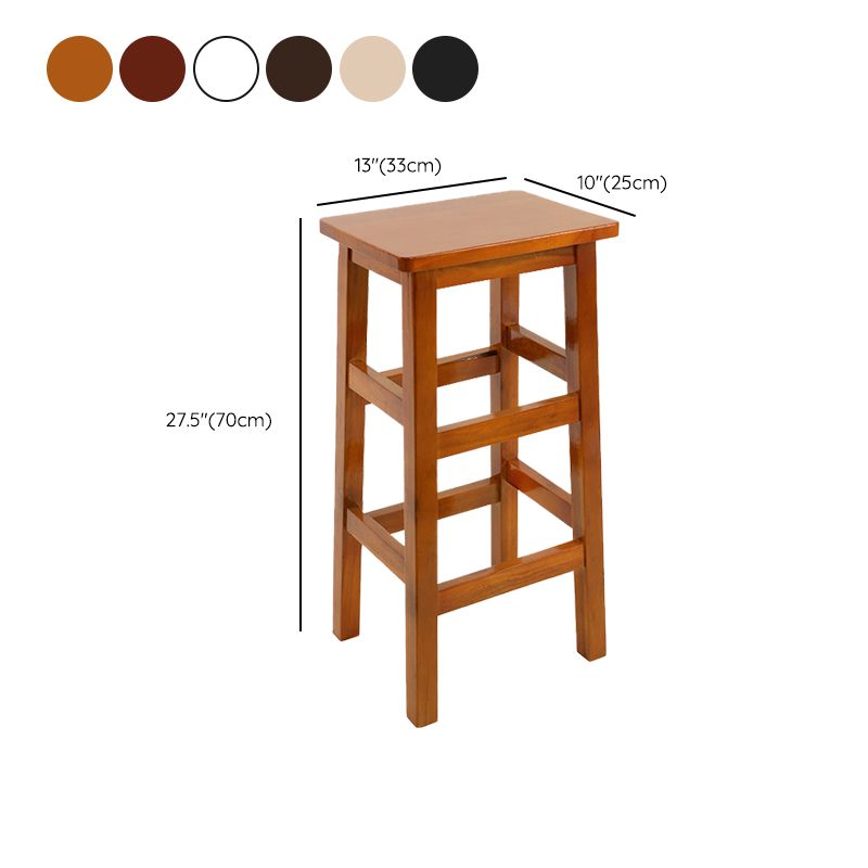Solid Wood Bar Stool Footrest Armless Counter Stool for Dining Room
