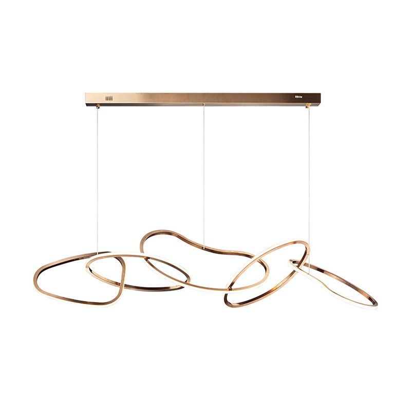 Rose Gold Metal Island Lights Acrylic Shade Modern Simplicity Hanging Lamp