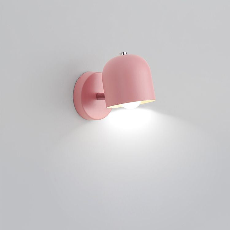 Luz de pared de domo de estilo macarrón 1 lámpara de pared de hierro ligera para dormitorio infantil