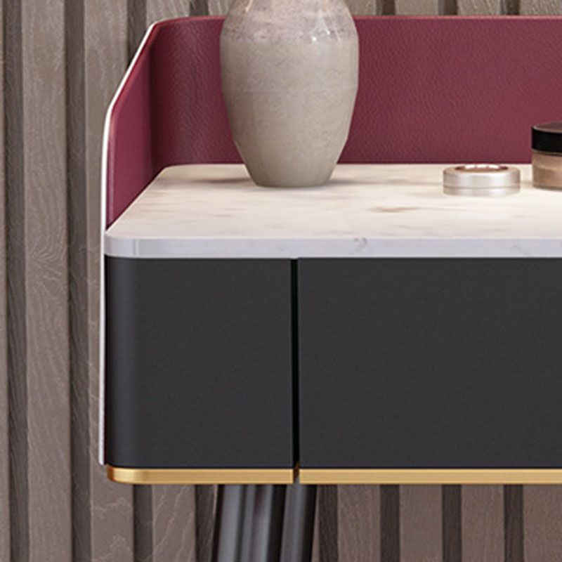 Contemporary Stone Top Makeup Vanity Desk with Wooden Drawer