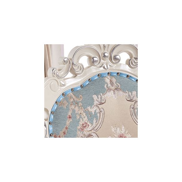Silla de comedor de tela victoriana con respaldo King Louis y acabado mate (juego de 2)