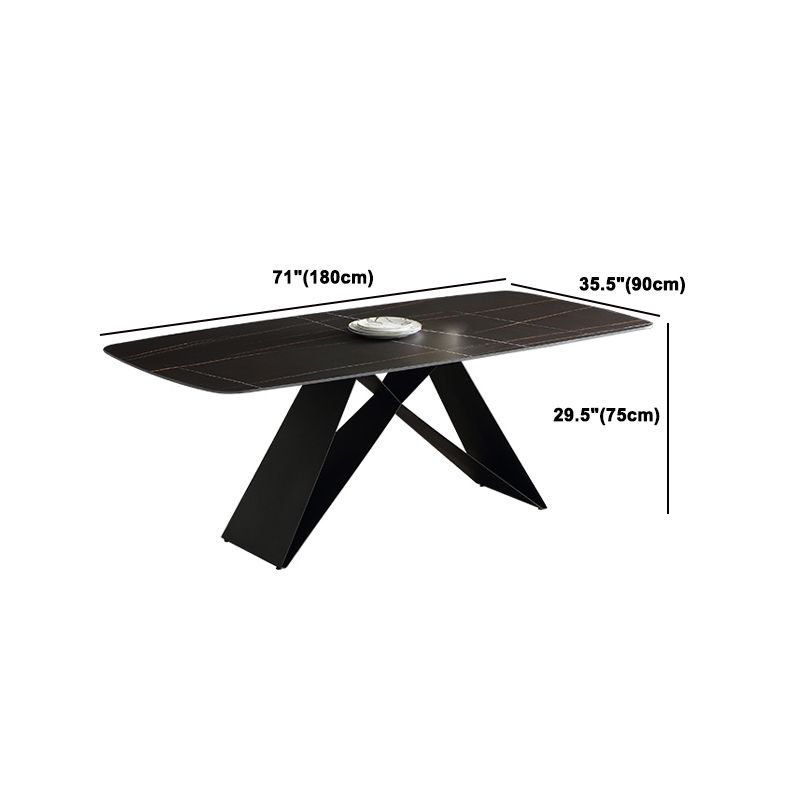 Modern Metal Base Dinette Set 1/4/5/7 Pieces Rectangle Indoor Dining Table Set in Black