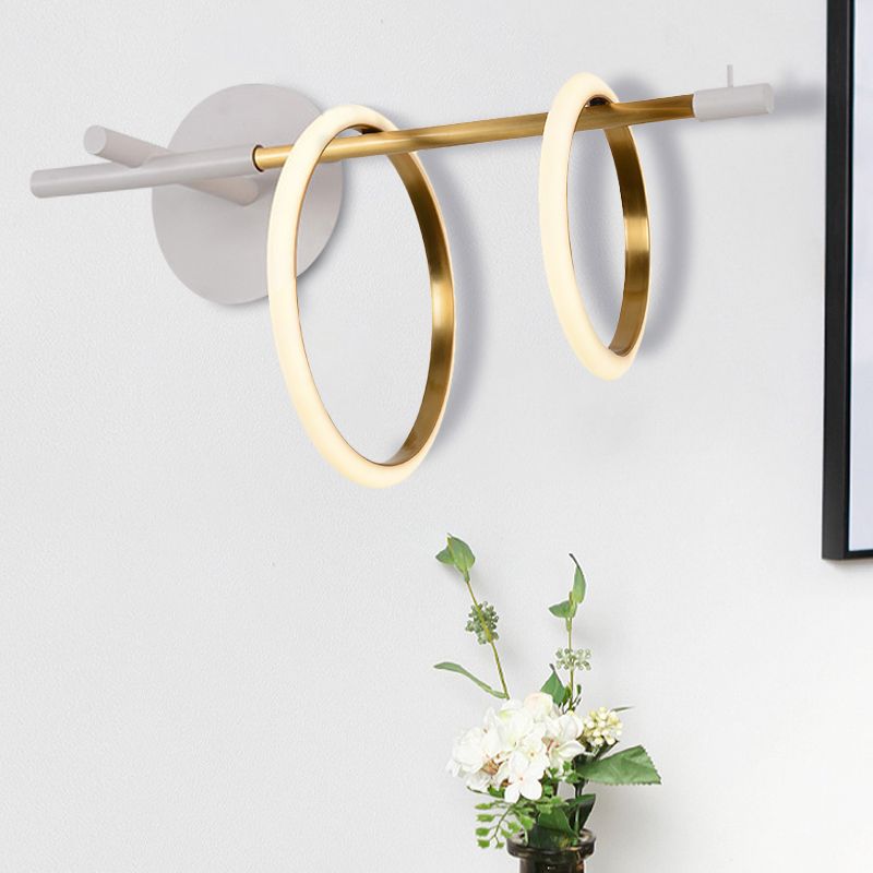 Ring Metal Wall Mount Lighting Modernist Black/White LED Wall Light Fixture with Straight Arm for Living Room