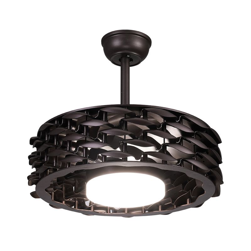 Iluminación del ventilador de techo circular LED White/Gold/Coffee acrílico Semi Flush Montaje para sala de estar