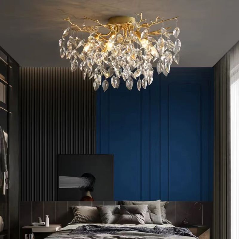 Modern Simple Crystal Ceiling Light Geometry Shape Ceiling Lamp for Bedroom