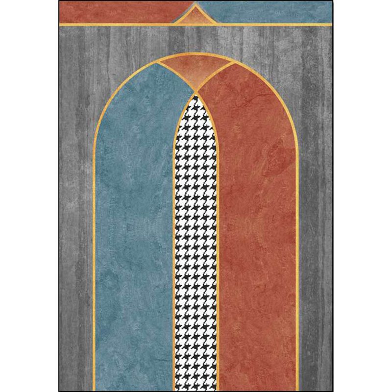 Stylish Geometric Pattern Rug with Houndstooth Grey Modern Rug Polyester Pet Friendly Washable Non-Slip Area Rug for Bedroom